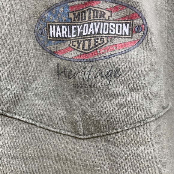 VTG 2000 Harley Davidson Mens Tee Size XL Olive Green South Seas Harley Hawaii - Picture 2 of 7